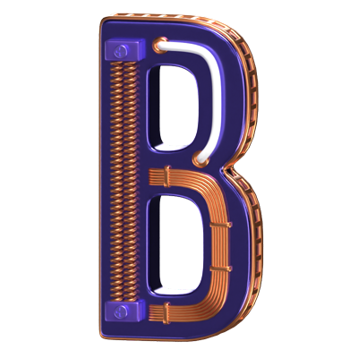 B Letter 3D Shape Condensed Future Text 3D Graphic