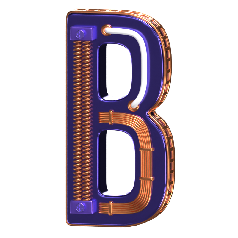 B Letter 3D Shape Condensed Future Text