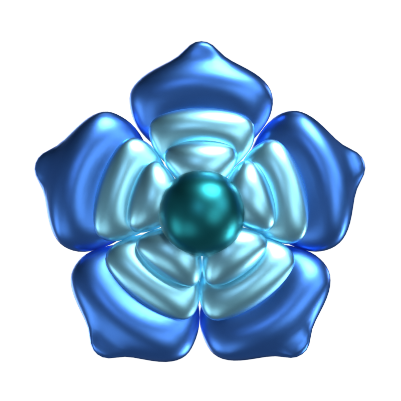  Forma de flor en 3D Un refrescante color azul 3D Graphic