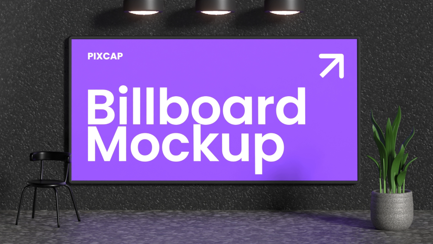 Static Billboard 3D Mockup On The Wall