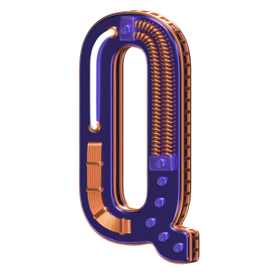 Q Letter 3D Shape Condensed Future Text 3D Graphic