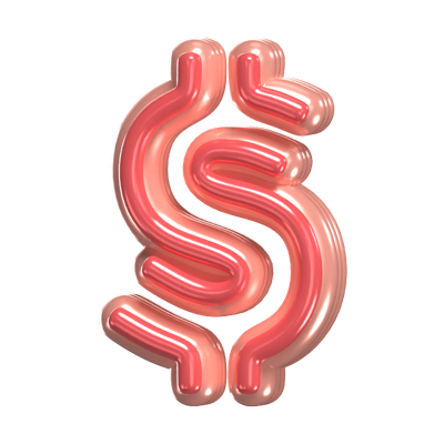 Dollar Symbol 3D Shape Rounded Text 3D Graphic