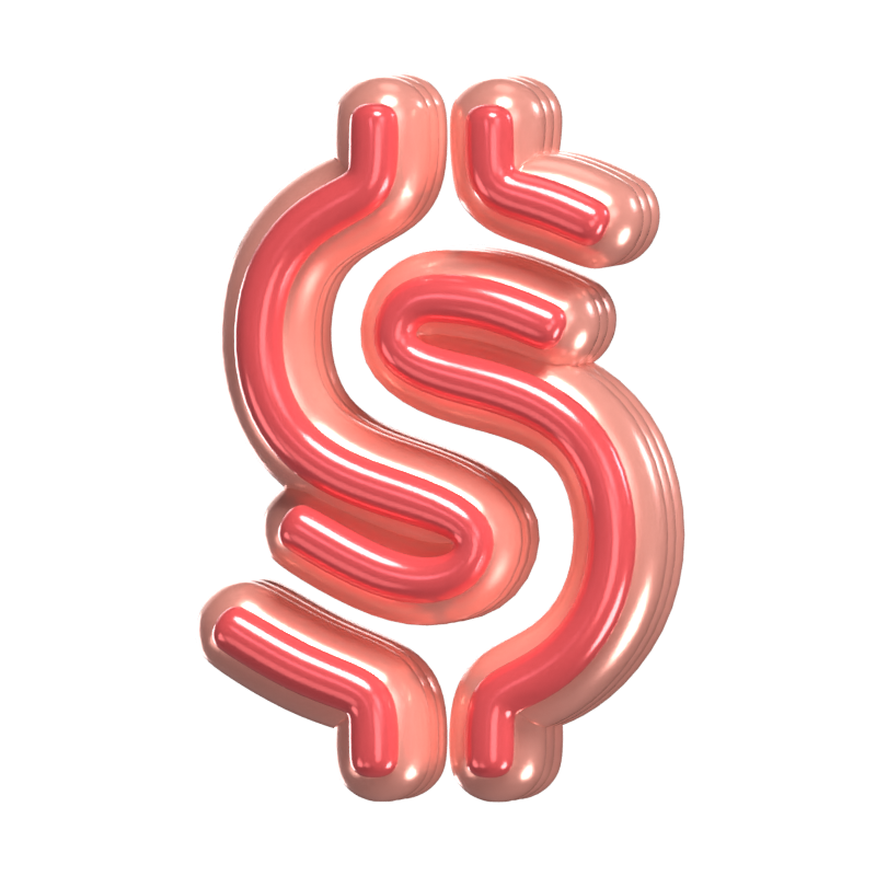 Dollar Symbol 3D Shape Rounded Text