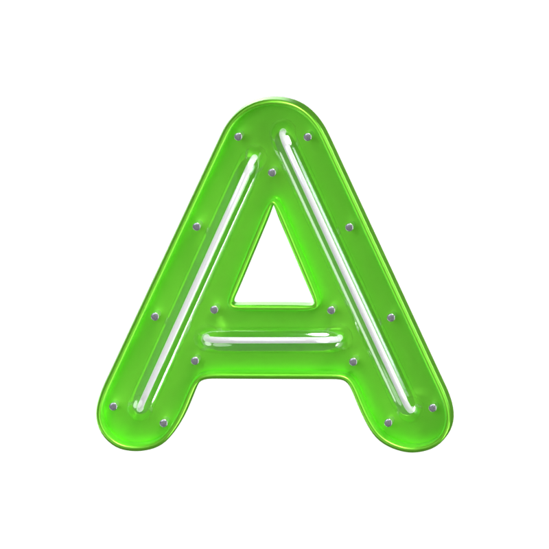 A Letter 3D Shape Neon Text 3D Graphic