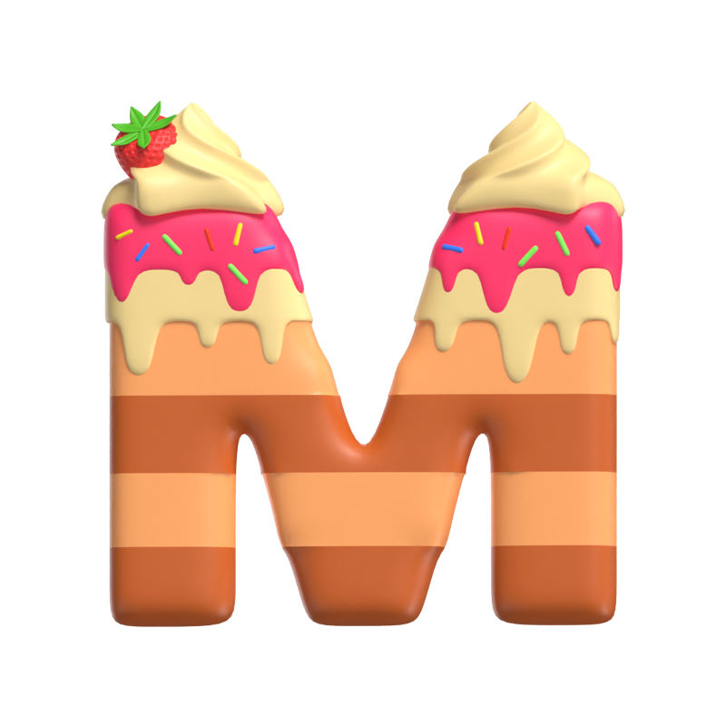 M  Letter 3D Shape Cake Text 3D Graphic