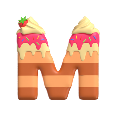 M  Letter 3D Shape Cake Text 3D Graphic