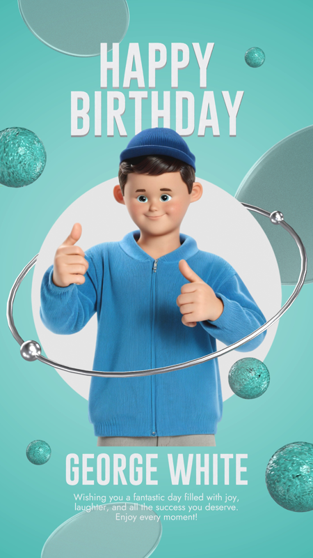 Happy Birthday Instagram Story With Basic Shapes 3D Template