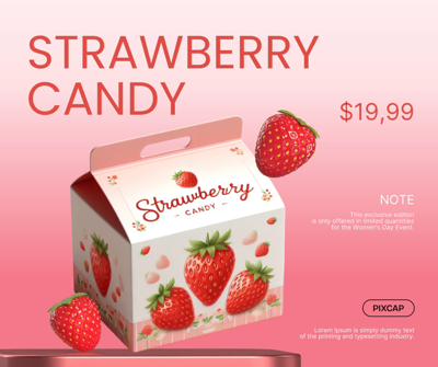 Product Display Strawberry Candy 3D Template 3D Template