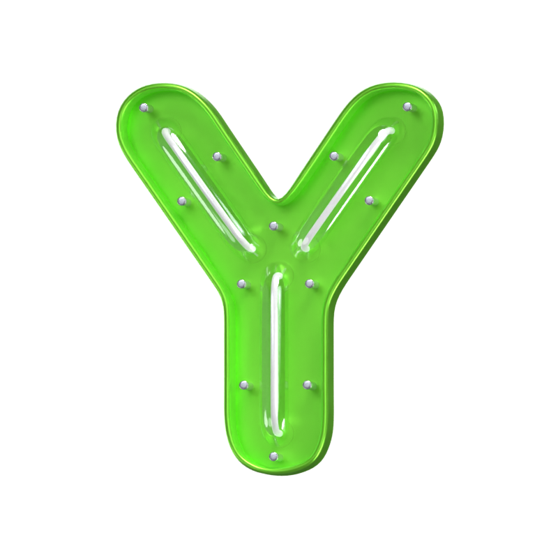 Y  Letter 3D Shape Neon Text 3D Graphic