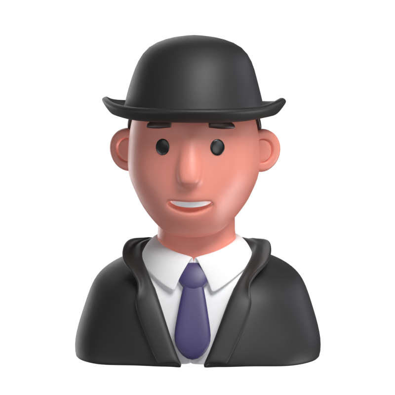 British Spy 3D Icon Model Using Hat 3D Graphic