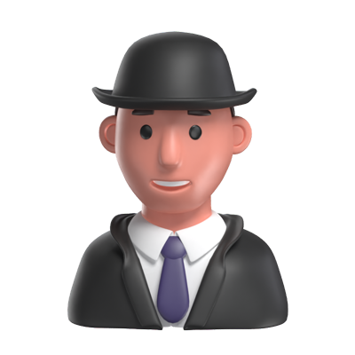 British Spy 3D Icon Model Using Hat 3D Graphic