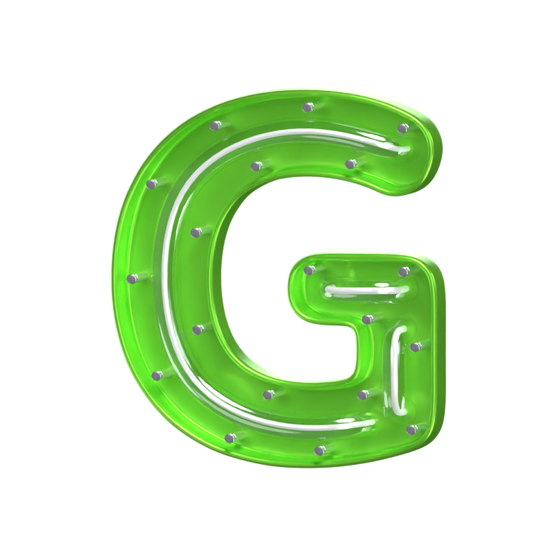 G  Letter 3D Shape Neon Text 3D Graphic