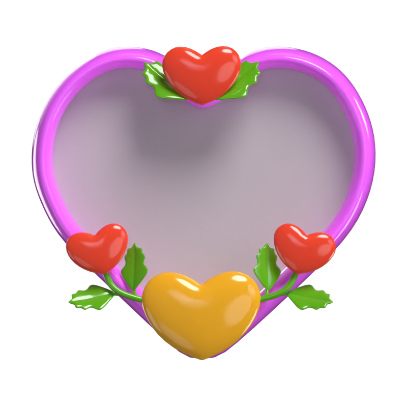  3D Polaroid Heart Shaped Frame Model