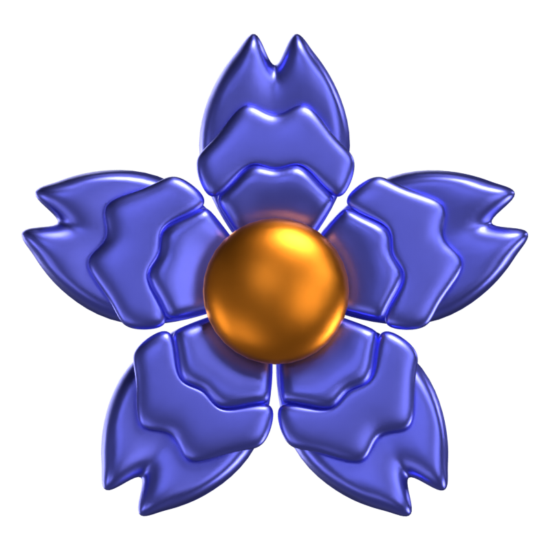 Forma de flor 3D Uma flor de íris azul