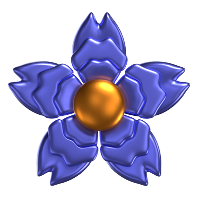 3D Flower Shape  A Blue Iris Flower 3D Graphic