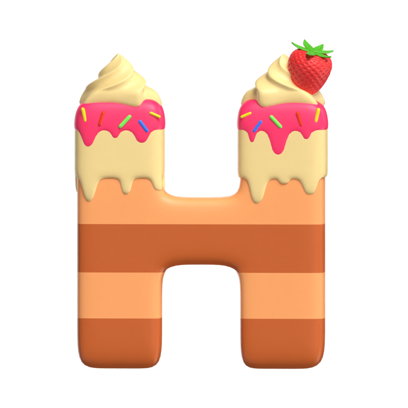 H  Letter 3D Shape Cake Text 3D Graphic