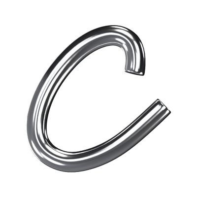 C  Letter 3D Shape Chrome Text 3D Graphic