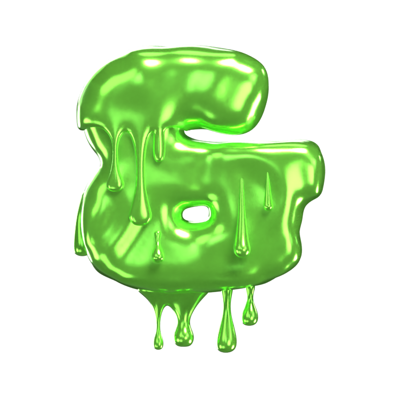 E Sign Symbol 3D Shape Slime Text 3D Graphic