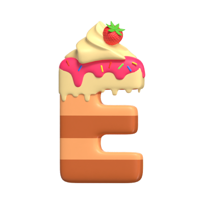 E  Letter 3D Shape Cake Text 3D Graphic