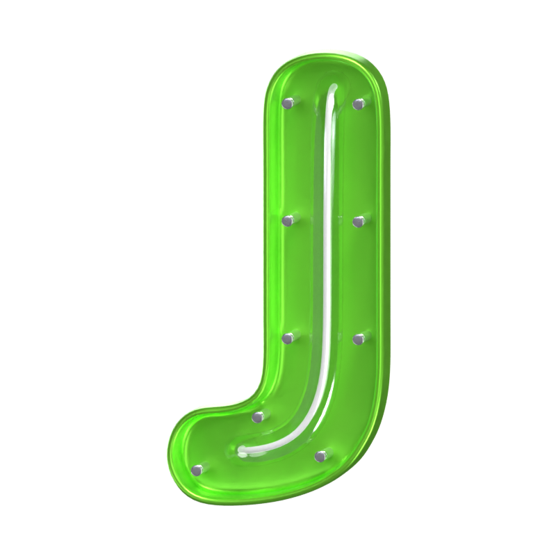 J  Letter 3D Shape Neon Text