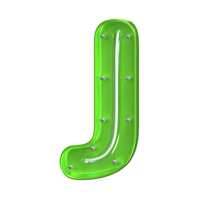 J  Letter 3D Shape Neon Text 3D Graphic