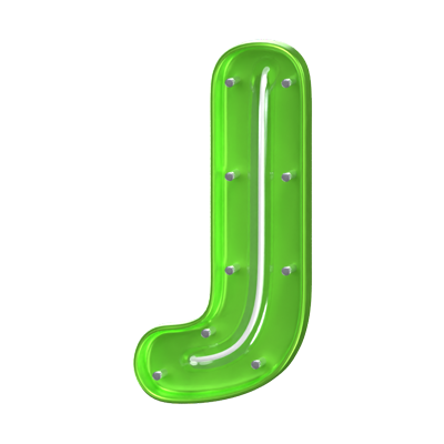 j letter 3d shape neon text 3D Graphic