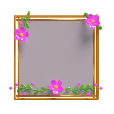 3D Polaroid With Flowers On Each Side Model 3D Graphic