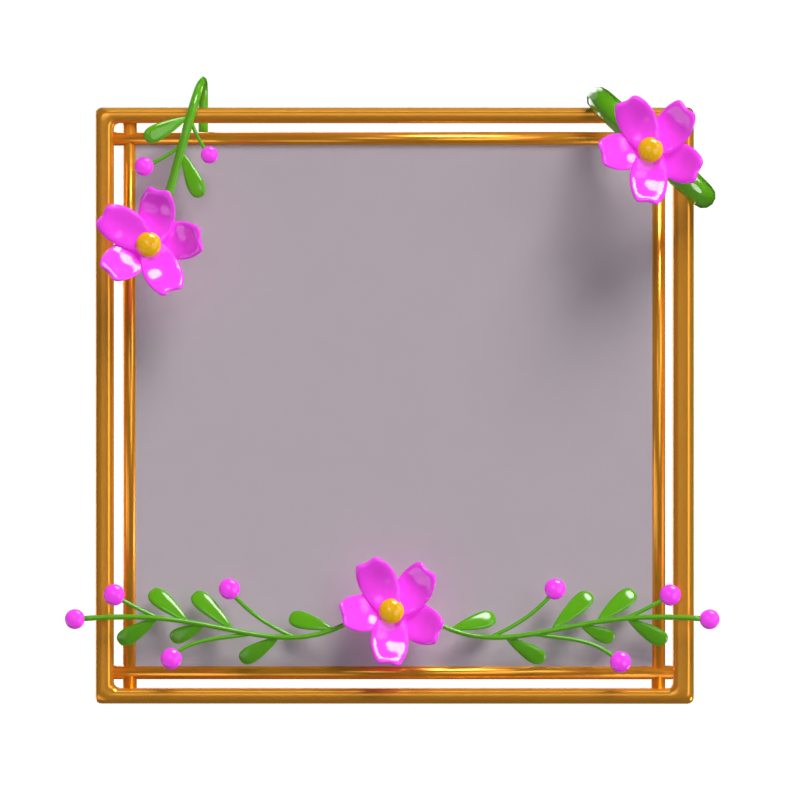 3D Polaroid With Flowers On Each Side Model 3D Graphic