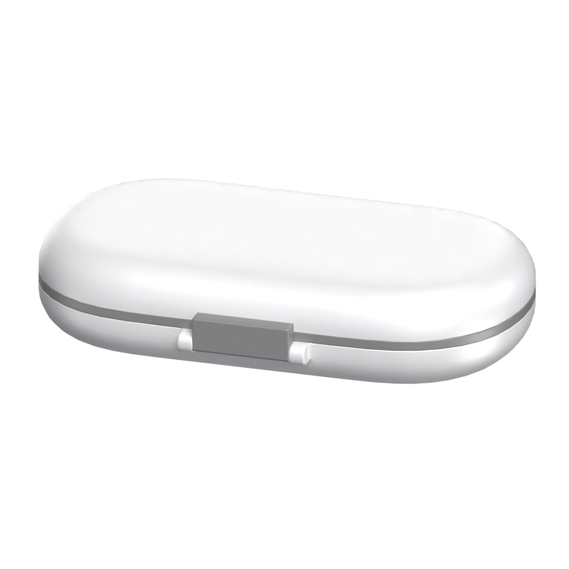 Closed 3D Pill Box Model Rectangular Shaped With Rounded Ends