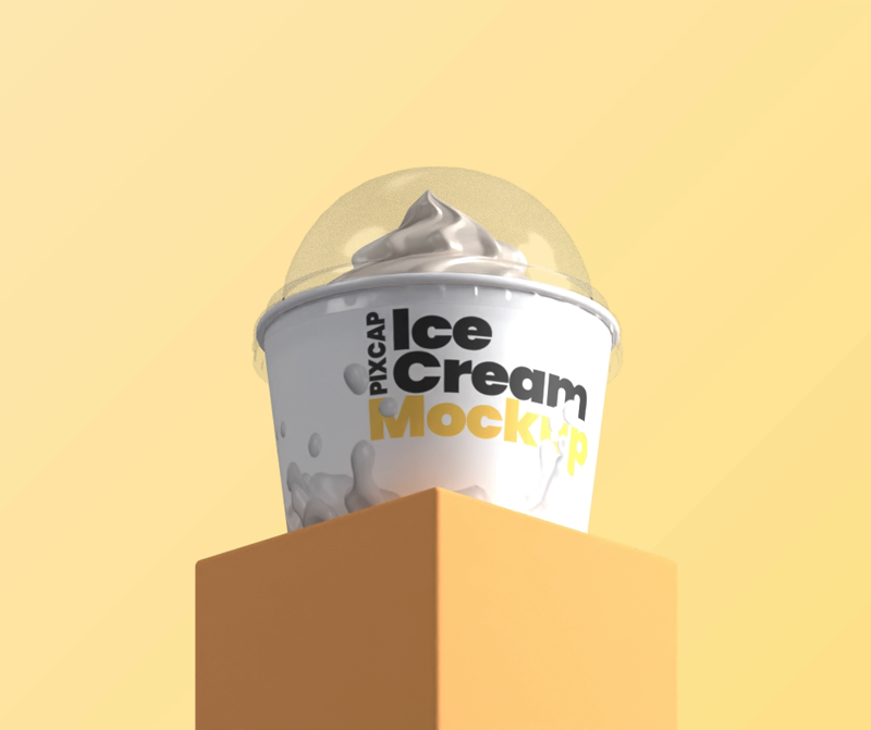 Static Centered Ice Cream Cup 3D Mockup
