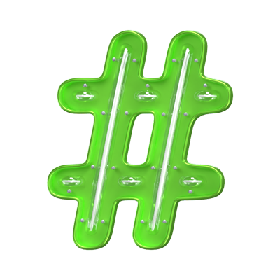 Hashtag  Symbol 3D Shape Neon Text 3D Graphic