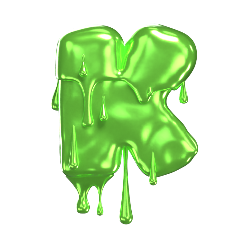 K  Letter 3D Shape Slime Text 3D Graphic