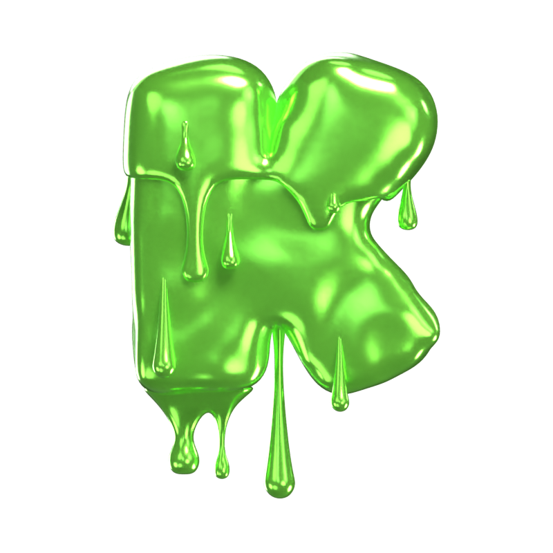 K Letter 3D Shape Slime Text 3D Graphic