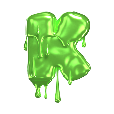 K  Letter 3D Shape Slime Text 3D Graphic