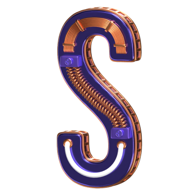 S Letter 3D Shape Condensed Future Text 3D Graphic