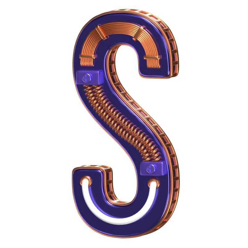 S Letter 3D Shape Condensed Future Text