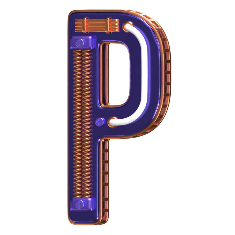 P Buchstabe 3D Form Condensed Future Text 3D Graphic