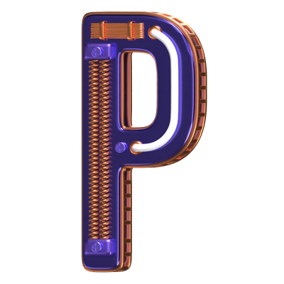 P Letter 3D Shape Condensed Future Text 3D Graphic