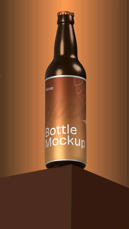 Beautiful Bottle On The Edge 3D Mockup