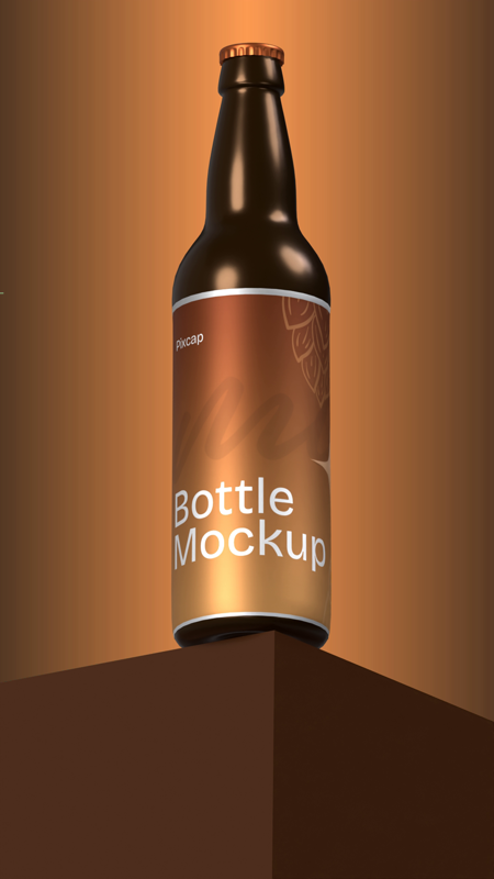 Hermosa botella en el borde 3D Mockup