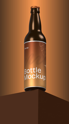 Beautiful Bottle On The Edge 3D Mockup 3D Template