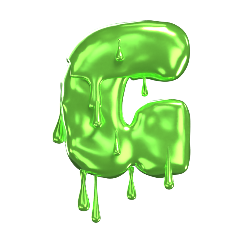 G Letra 3D Forma Slime Texto 3D Graphic