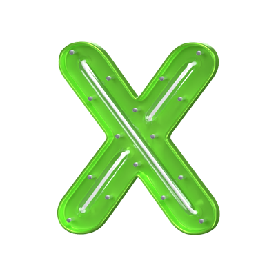 x letter 3d shape neon text 3D Graphic