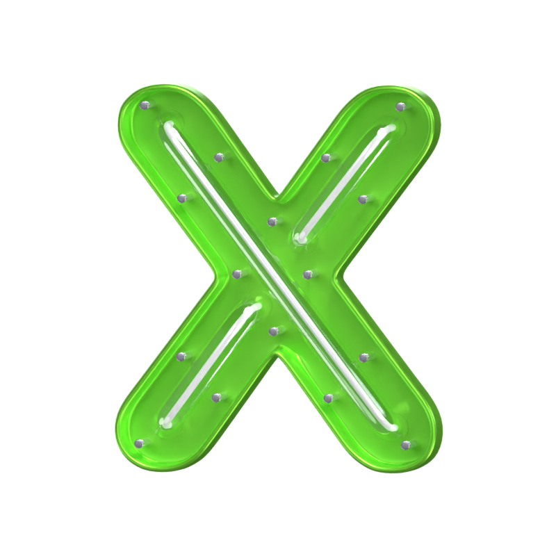 X  Letter 3D Shape Neon Text 3D Graphic