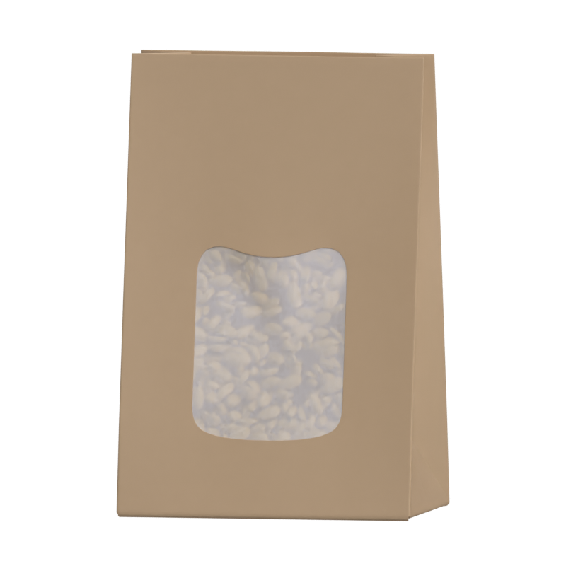 Open Nuts Kraft Paper Bag With Window 3D Model