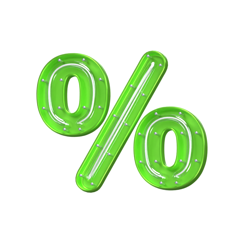 Percent Sign  Symbol 3D Shape Neon Text