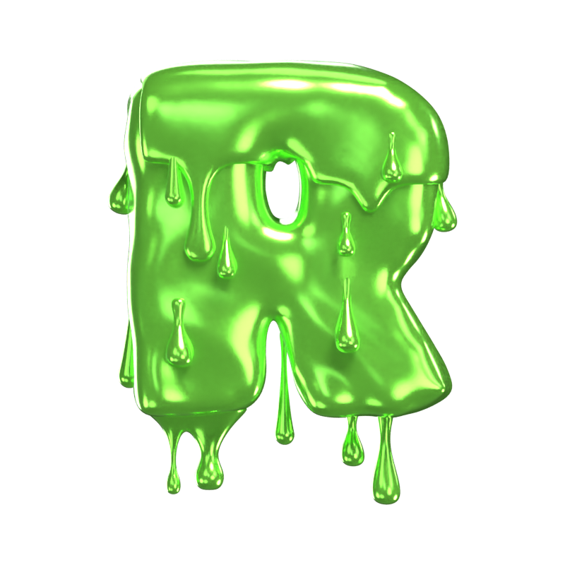 R  Letter 3D Shape Slime Text 3D Graphic