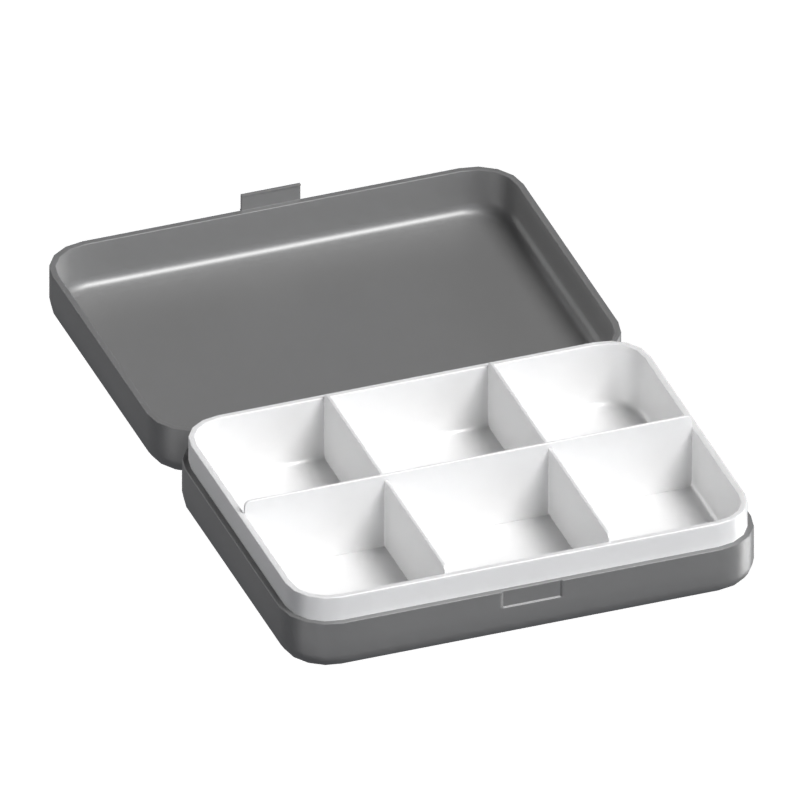 Opened 3D Pill Box Model Rectangular Shaped With Round Corners