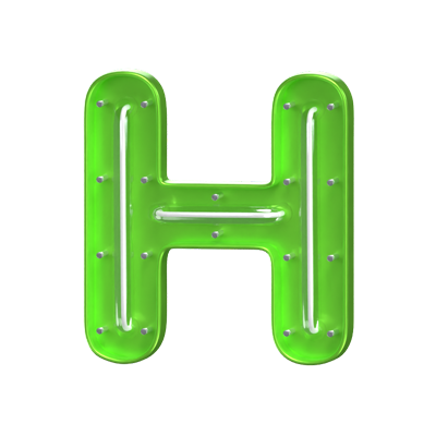 H  Letter 3D Shape Neon Text 3D Graphic