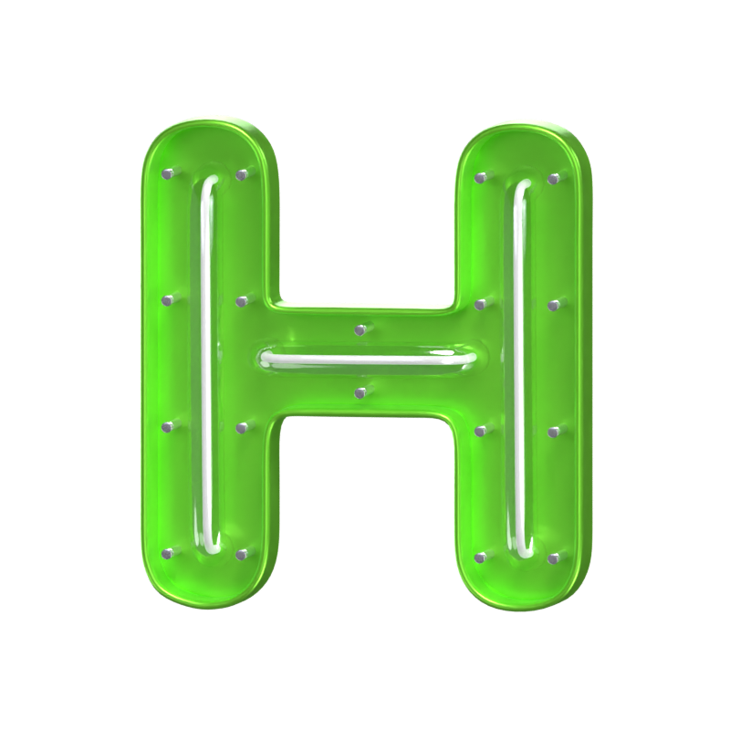 H Buchstabe 3D Form Neon Text 3D Graphic